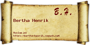 Bertha Henrik névjegykártya